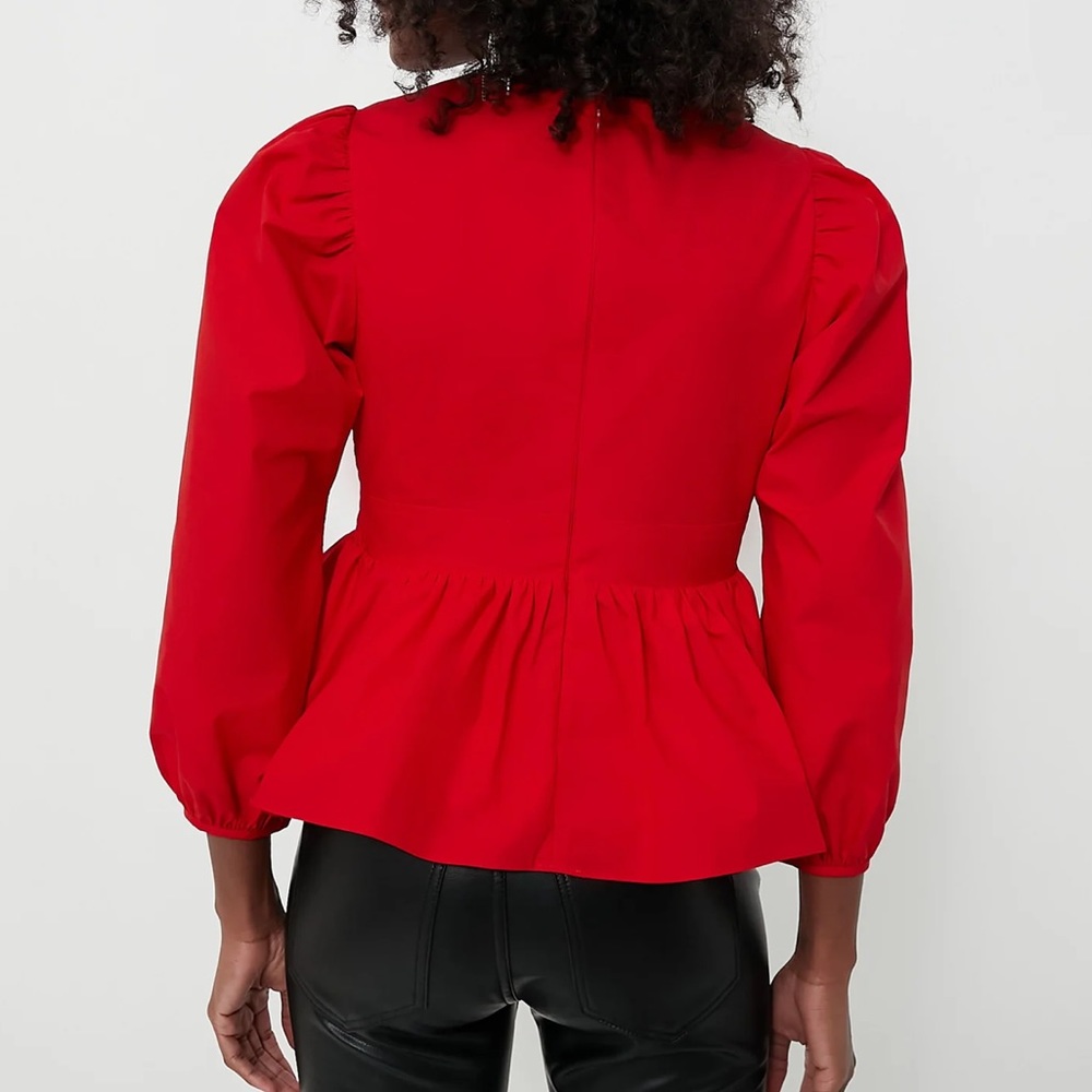Red Puff Sleeve Elaina Blouse - Picture 4 of 10